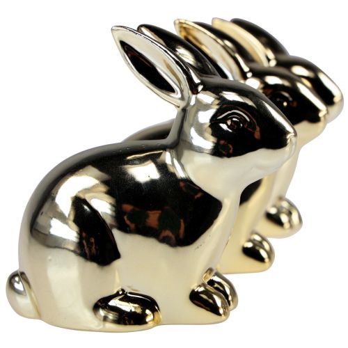 Floristik24 Ceramic rabbits gold rabbit sitting metal look 8.5cm 3pcs