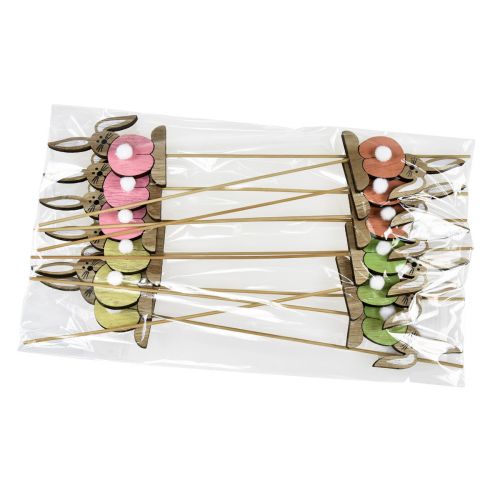 Floristik24 Easter Bunny Wooden Flower Plug Easter Colorful H8cm 12 Pcs