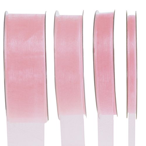 Floristik24 Organza ribbon gift ribbon Pink decorative ribbon selvedge 50m