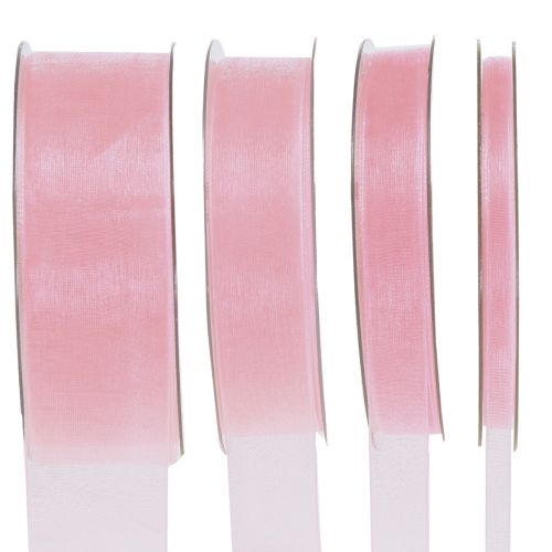 Floristik24 Organza ribbon gift ribbon pink decorative ribbon selvedge 50m
