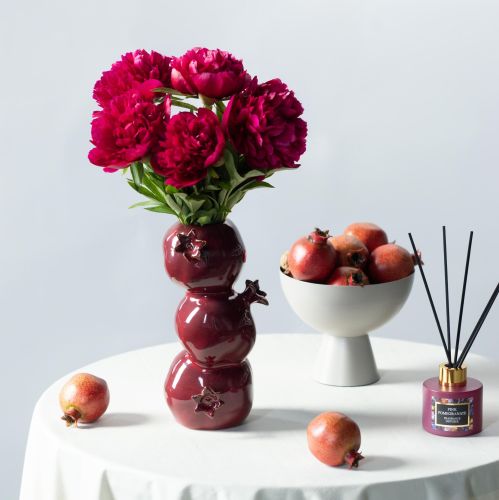 Ceramic vase pomegranate flower vase dark red H23.5cm