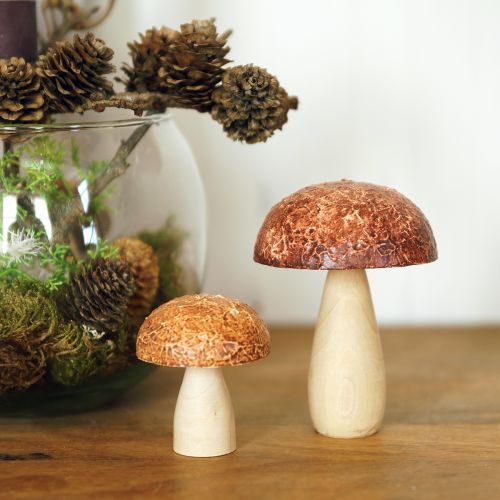 Product Wooden mushrooms decoration mushrooms table decoration autumn brown natural 5×6cm 8 pcs