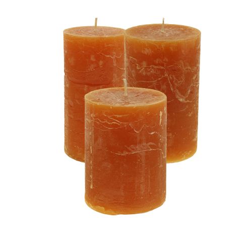 Product Rustic pillar candles, dark orange, sunset decoration