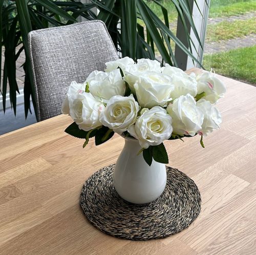 Floristik24 Artificial roses in bunch white 30cm 8 pcs