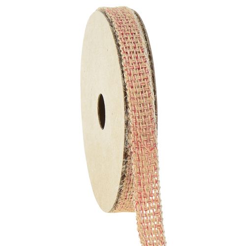 Jute ribbon decorative ribbon natural colors red woven W12mm L10m