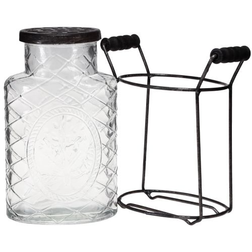 Floristik24 Glass vase with lid, bottle holder 16.5×8.5×18.5cm