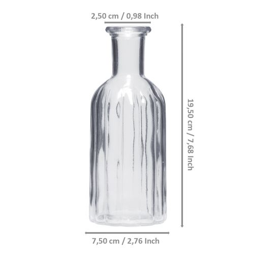 Floristik24 Bottle vase, glass vase, tall vase, clear, Ø7.5cm, H19.5cm, 2 pieces