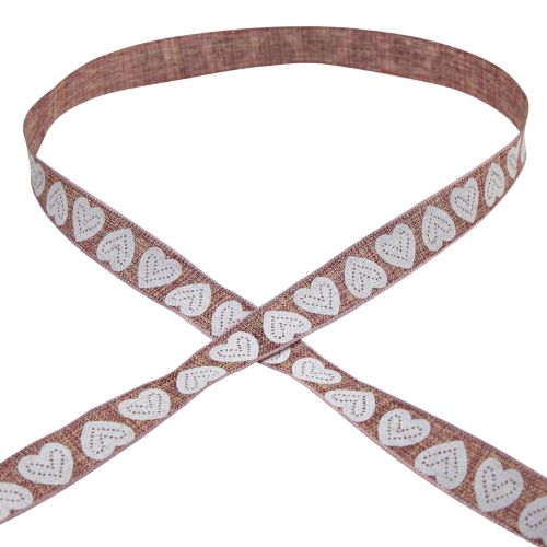 Product Gift ribbon hearts decorative ribbon wine red brown 15mm 15m