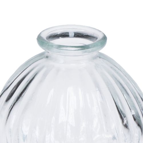 Product Small glass vase ball vase vase clear grooves Ø8.5cm H8cm
