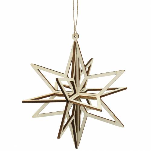 Floristik24 3D star wood to hang 13.5cm 6pcs