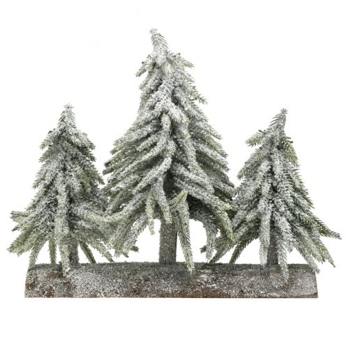 Floristik24 Mini Christmas tree trio on log Christmas decoration 28cm