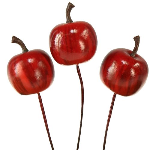 Product Mini apples on wire 3cm shiny 24 pcs