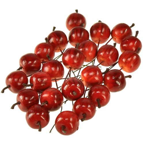 Product Mini apples on wire 3cm shiny 24 pcs