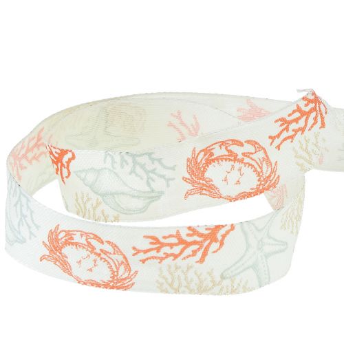 Product Decorative ribbon maritime gift ribbon corals 25mm 18m