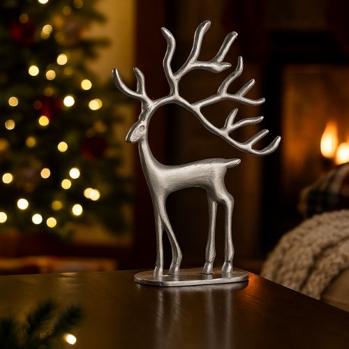 Product Reindeer decoration deer figure metal silver H31cm