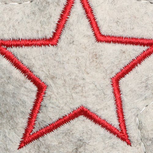 Product Felt star Christmas tree ornaments, beige and red, 13cm, set of 6.