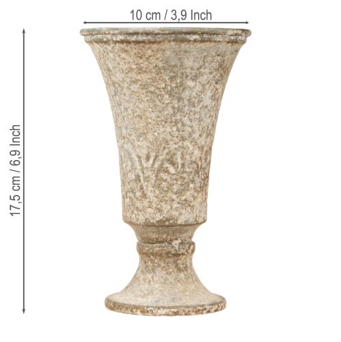 Product Antique metal chalice, decorative goblet, vintage vase, Ø11cm, H17.5cm