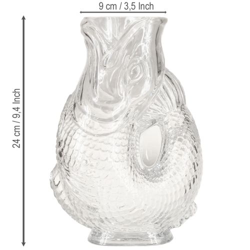 Product Glass vase in a decorative fish shape for harmonious room design, 24.5cm