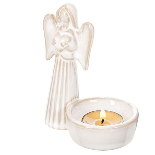 Angel bowl decoration with small figure and round tealight holder 10cm 3pcs | Floristik24.ie
