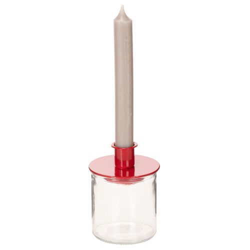 Small red candle holders for 8cm taper candles, 3 pieces | Floristik24.ie