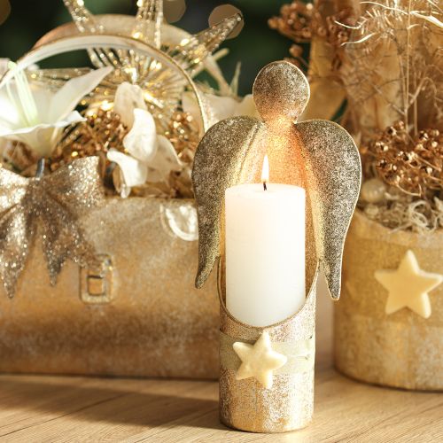 Candle holder angel figurine gold festive decoration 27cm | Floristik24.ie