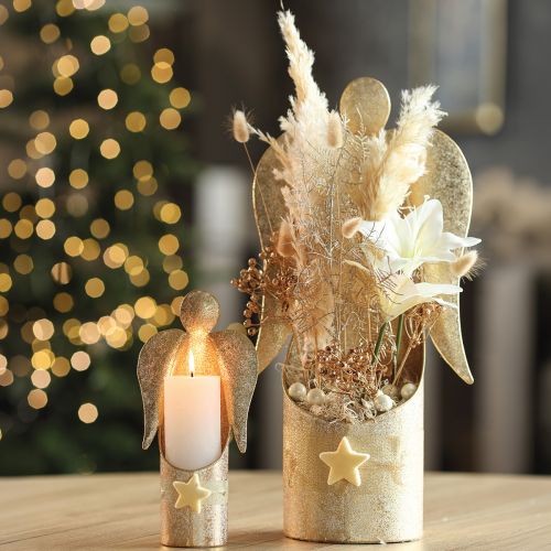 Angel figurine candle holder, gold, for table decoration, 50cm | Floristik24.ie