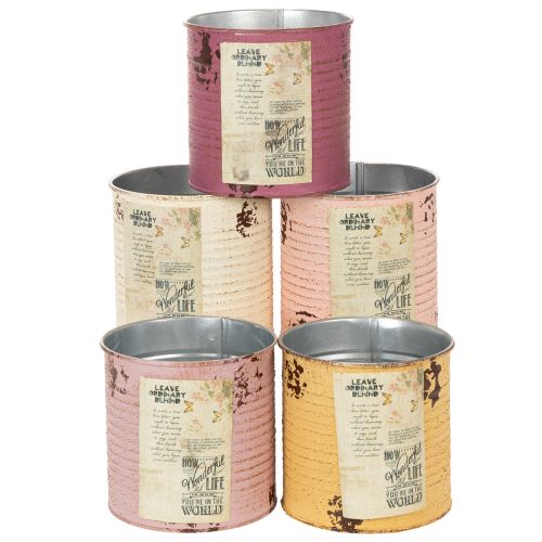 Floristik24 Decorative tin, shabby chic style, metal, Ø11cm H10.5cm, various colors