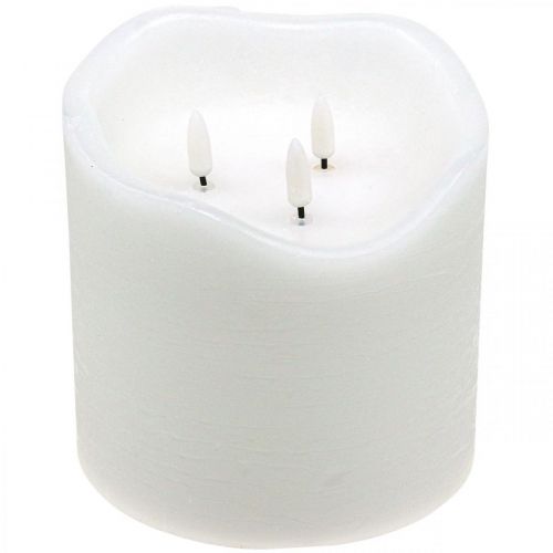 LED candle large wax white for battery timer Ø14.5cm H15cm