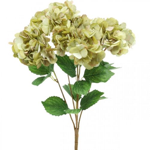Hydrangea bouquet artificial green, brown 5 flowers 48cm