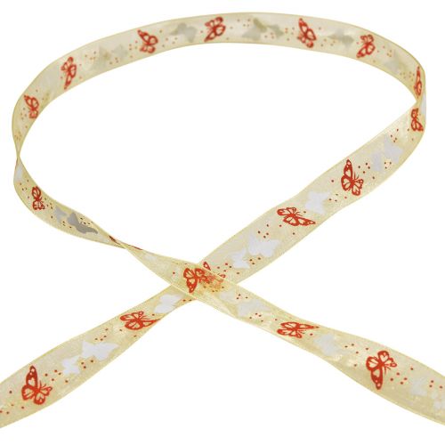 Product Organza ribbon butterfly ribbon yellow 15mm 20m