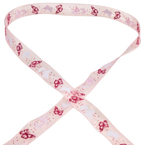 Product Organza ribbon butterfly ribbon pink 15mm 20m