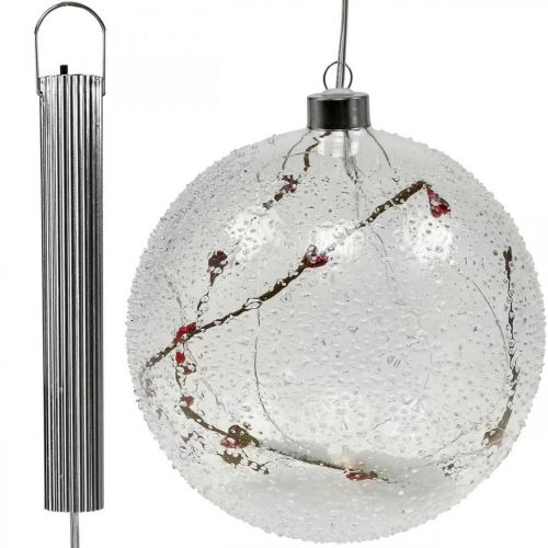 Product LED Christmas ball glass light chain hearts Ø15cm