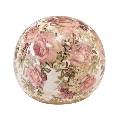Floristik24 Ceramic ball with roses ceramic decorative earthenware Ø9.5cm