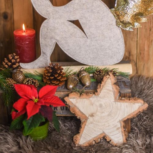 Floristik24 Wooden tray for Advent, star-shaped tree slice, Christmas, star decoration natural wood Ø29cm