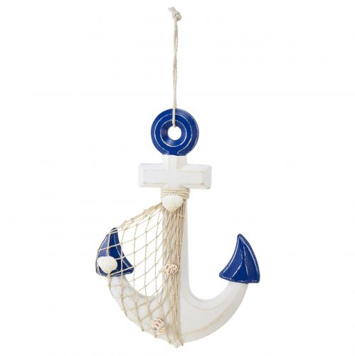 Product Anchor decorative wooden decorative hanger white blue natural 32x2.5x22cm