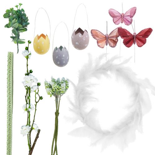 Floristik24 DIY box feather wreath Easter decoration door wreath Easter Ø25cm