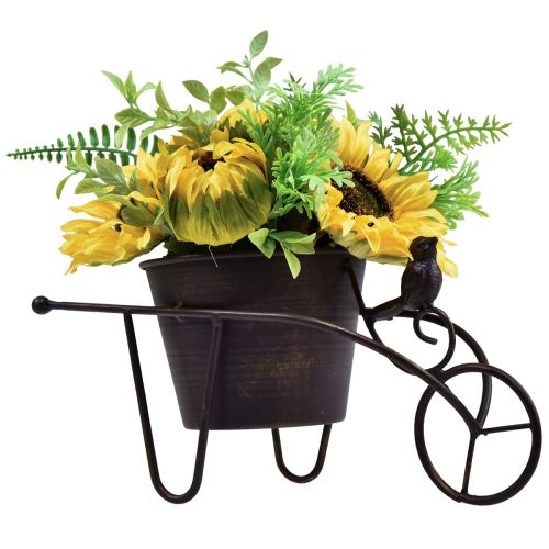 Floristik24 Sunflower artificial flower arrangement wheelbarrow 30cm