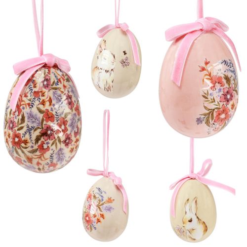 Floristik24 Decorative Easter eggs for hanging with motifs 4.5×6.5cm 6 pcs