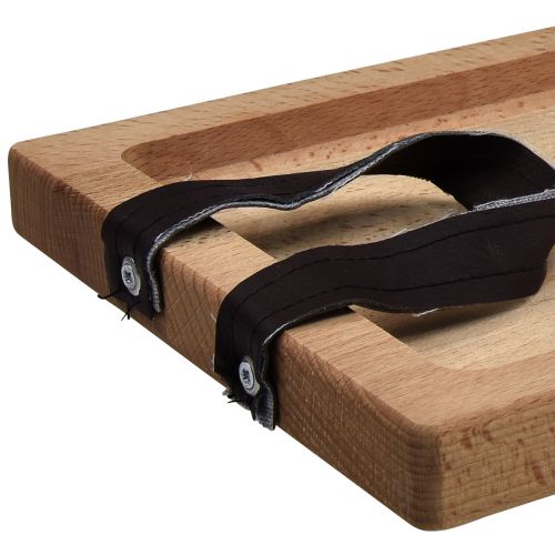Product Decorative tray, oblong wooden tray with beech handles 50×19.5cm