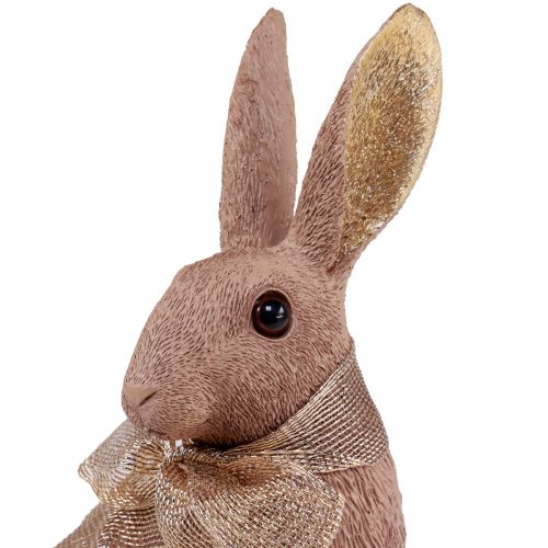 Product Easter bunny decoration bunny with bow brown Easter decoration 25cm