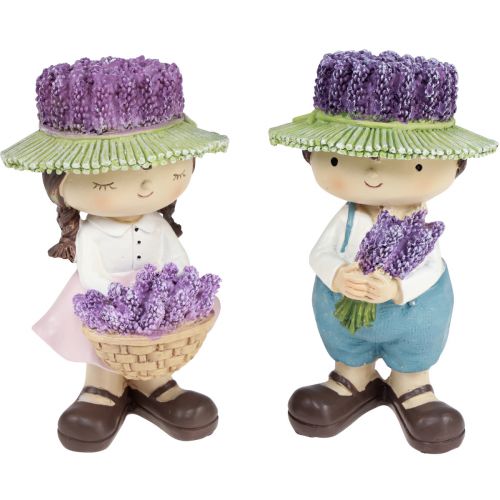 Floristik24 Decorative figures lavender decoration girl & boy H14,5cm 2pcs