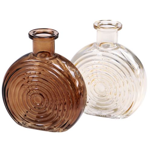 Floristik24 Glass vases retro mini vases glass brown beige H13.5cm 2pcs
