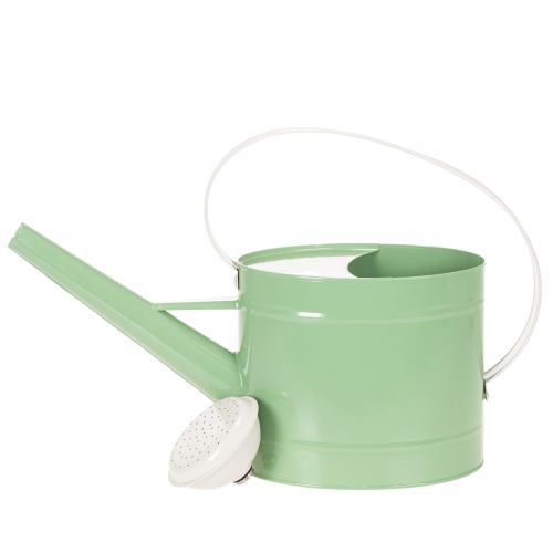 Metal decorative watering can, retro pastel green with white accents, for garden, balcony, and indoor use, 52.5x15x30cm | Floristik24.ie