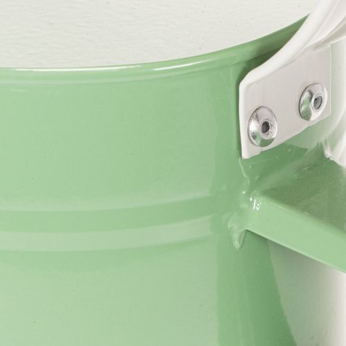 Metal decorative watering can, retro pastel green with white accents, for garden, balcony, and indoor use, 52.5x15x30cm | Floristik24.ie