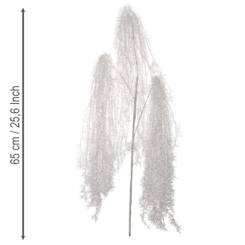 Artificial winter branch in white with a snowy, frosted look, 70cm | Floristik24.ie