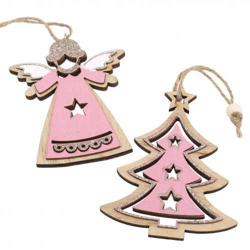 Product Christmas tree decorations nature, pink 11cm 8pcs