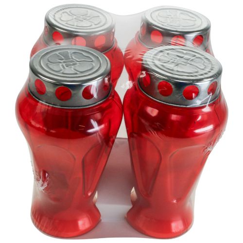 Product Grave candles red drops mourning lights Ø9cm H17cm 4 pcs