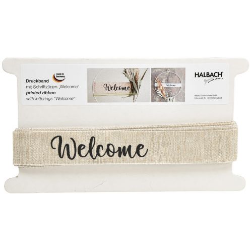 Floristik24 “Welcome” ribbon door decoration decorative ribbon for door wreath 30mm 7m