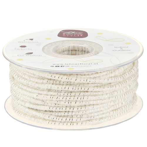 Floristik24 Wick thread Glamour White/Silver with wire 33m