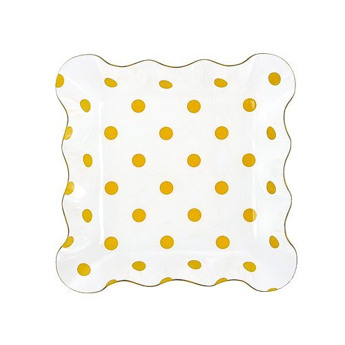 Floristik24 Acrylic bowl yellow dots 16cm x 16cm x 3cm, 1 pc